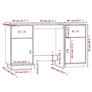 Ντουλάπι Γραφείου Καφέ Λευκό 135x50x75εκ. από Μασίφ Ξύλο Πεύκου