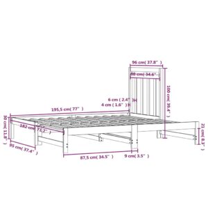 Καναπές Κρεβάτι Συρόμενος Γκρι 2x(90x190) εκ. Μασίφ Ξύλο Πεύκου