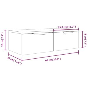 Ντουλάπια Τοίχου 2 τεμ. Γκρι Sonoma 68 x 30 x 20 εκ. Επ. Ξύλο