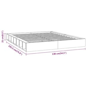 Πλαίσιο Κρεβατιού Γκρι 120x190 εκ. Μασίφ Ξύλο 4FT Small Double