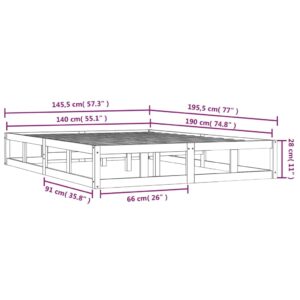 Πλαίσιο Κρεβατιού Μαύρο 140 x 190 εκ. από Μασίφ Ξύλο