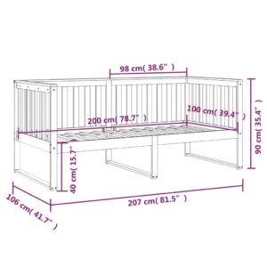 820387  Καναπές Κρεβάτι Μαύρο 100x200 εκ. από Μασίφ Ξύλο Πεύκου