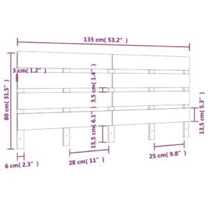 Κεφαλάρι Κρεβατιού Μαύρο 135 x 3 x 80 εκ. από Μασίφ Ξύλο Πεύκου