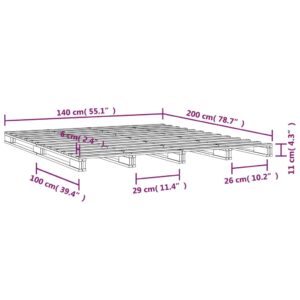 Σκελετός κρεβατιού Γκρι 140 x 200 εκ. από Μασίφ Ξύλο Πεύκου