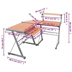 Γραφείο Υπολογιστή Γωνιακό Καφέ 132 x 112 x 99 εκ. Επεξ. Ξύλο