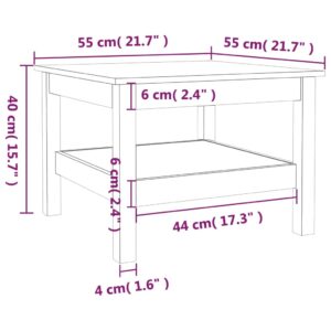 Τραπεζάκι Σαλονιού Μαύρο 55x55x40 εκ. από Μασίφ Ξύλο Πεύκου