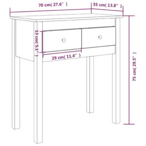 Τραπέζι Κονσόλα Καφέ Μελί 70x35x75 εκ. Μασίφ Ξύλο Πεύκου