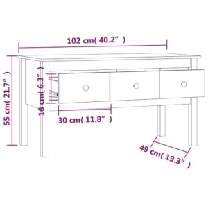 Τραπεζάκι Σαλονιού Μαύρο 102x49x55 εκ. από Μασίφ Ξύλο Πεύκου