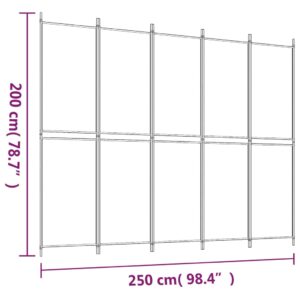 Διαχωριστικό Δωματίου με 5 Πάνελ Μαύρο 250x200 εκ. από Ύφασμα