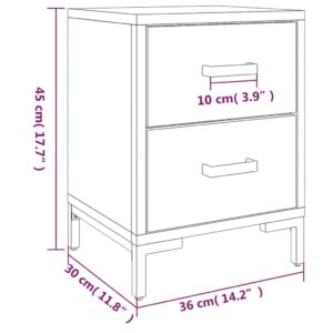 Κομοδίνο Μαύρο 36 x 30 x 45 εκ. από Μασίφ Ξύλο Πεύκου