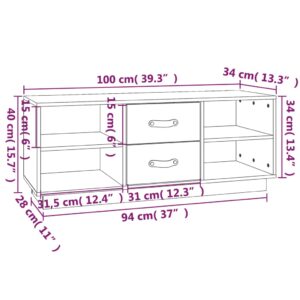 Έπιπλο Τηλεόρασης 100 x 34 x 40 εκ. από Μασίφ Ξύλο Πεύκου