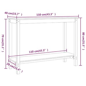 Τραπέζι Κονσόλα Γκρί 110 x 40 x 80 εκ. από Μασίφ Ξύλο Πεύκου