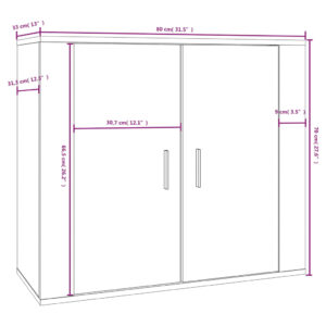 Ντουλάπι Γκρι Σκυροδέματος 80x33x70 εκ. Επεξεργασμένο Ξύλο