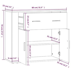 Ντουλάπια Γυαλ. Λευκό 80x33x70 εκ. Επεξεργασμένο Ξύλο