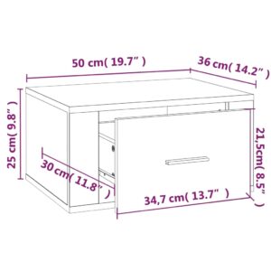 Κομοδίνα Επιτοίχια 2 τεμ. Μαύρα 50x36x25 εκ.