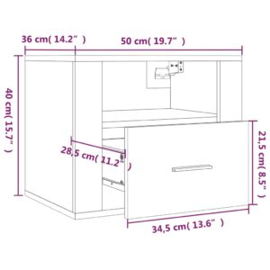 Κομοδίνα Επιτοίχια Γκρι Sonoma 50x36x40 εκ.