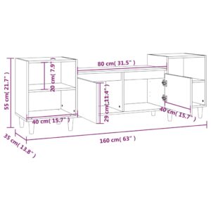 Έπιπλο Τηλεόρασης Γκρι Sonoma 160x35x55 εκ. από Επεξεργ. Ξύλο