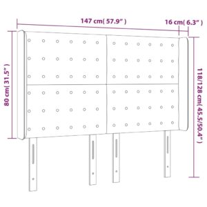 Κεφαλάρι με Πτερύγια Ανοιχτό Γκρι 147x16x118/128 εκ. Βελούδινο