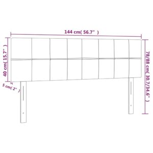 Κεφαλάρι Κρεβατιού LED Ανοιχτό Γκρι 144x5x78/88 εκ. Βελούδινο