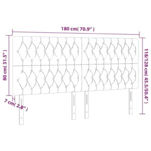 Κεφαλάρι Κρεβατιού LED Σκούρο Καφέ 180x7x118/128εκ. Υφασμάτινο