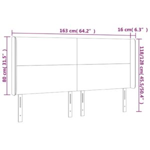 Κεφαλάρι Κρεβατιού LED Μαύρο 163x16x118/128 εκ. Υφασμάτινο