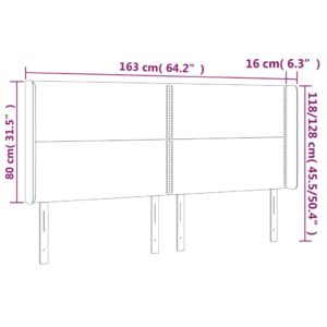 Κεφαλάρι Κρεβατιού LED Σκούρο Γκρι 163x16x118/128εκ. Βελούδινο