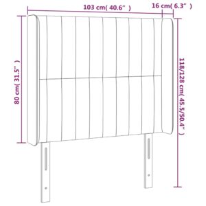 Κεφαλάρι Κρεβατιού LED Σκούρο Γκρι 103x16x118/128εκ. Βελούδινο