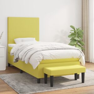 Κρεβάτι Boxspring με Στρώμα Ανοιχτό Πράσινο 90x190εκ Υφασμάτινο