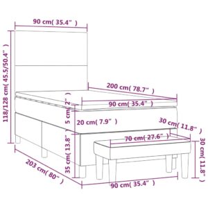 Κρεβάτι Boxspring με Στρώμα Ανοιχτό πράσινο 90x200εκ.Υφασμάτινο