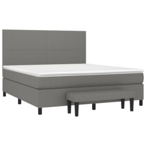 Κρεβάτι Boxspring με Στρώμα Σκούρο Γκρι 160x200 εκ Υφασμάτινο