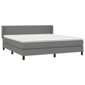 Κρεβάτι Boxspring με Στρώμα Σκούρο Γκρι 160x200 εκ Υφασμάτινο