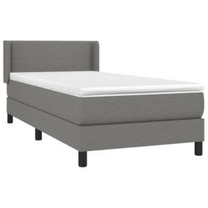 Κρεβάτι Boxspring με Στρώμα Σκούρο Γκρι 80x200 εκ. Υφασμάτινο