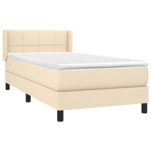 Κρεβάτι Boxspring με Στρώμα Κρεμ 80 x 200 εκ. Υφασμάτινο