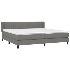 Κρεβάτι Boxspring με Στρώμα Σκούρο Γκρι 200x200 εκ. Υφασμάτινο