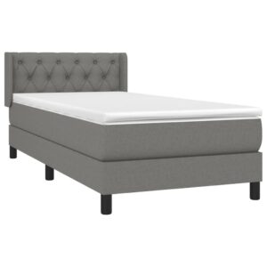 Κρεβάτι Boxspring με Στρώμα Σκούρο Γκρι 80x200 εκ. Υφασμάτινο