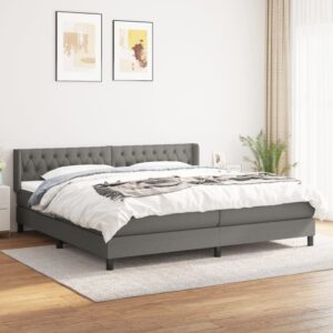 Κρεβάτι Boxspring με Στρώμα Σκούρο Γκρι 200x200 εκ. Υφασμάτινο