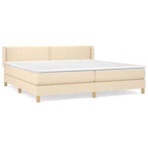 Κρεβάτι Boxspring με Στρώμα Κρεμ 200x200 εκ. Υφασμάτινο