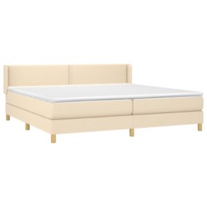 Κρεβάτι Boxspring με Στρώμα Κρεμ 200x200 εκ. Υφασμάτινο