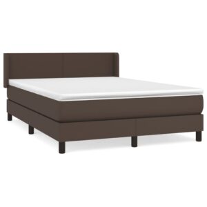 Κρεβάτι Boxspring με Στρώμα Καφέ 140x200εκ. από Συνθετικό Δέρμα