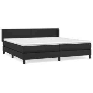 Κρεβάτι Boxspring με Στρώμα Μαύρο 200x200 εκ. Συνθετικό Δέρμα