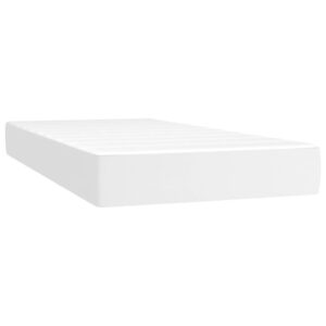 Κρεβάτι Boxspring με Στρώμα Λευκό 90x190εκ. από Συνθετικό Δέρμα