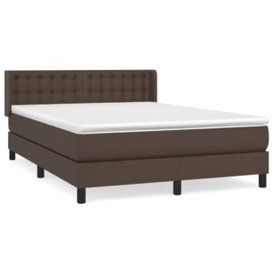 Κρεβάτι Boxspring με Στρώμα Καφέ 140x200εκ. από Συνθετικό Δέρμα