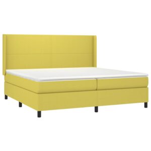 Κρεβάτι Boxspring με Στρώμα Πράσινο 200x200 εκ. Υφασμάτινο