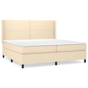 Κρεβάτι Boxspring με Στρώμα Κρεμ 200x200 εκ. Υφασμάτινο