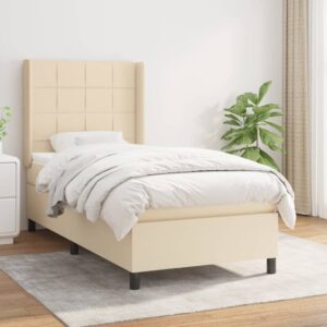 Κρεβάτι Boxspring με Στρώμα Κρεμ 90x200 εκ.Υφασμάτινο