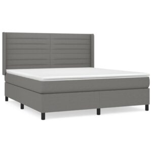 Κρεβάτι Boxspring με Στρώμα Σκούρο Γκρι 160x200 εκ Υφασμάτινο