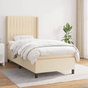 Κρεβάτι Boxspring με Στρώμα Κρεμ 90x200 εκ.Υφασμάτινο