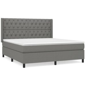 Κρεβάτι Boxspring με Στρώμα Σκούρο Γκρι 160x200 εκ Υφασμάτινο