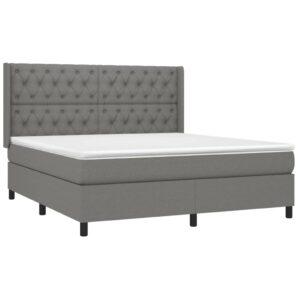 Κρεβάτι Boxspring με Στρώμα Σκούρο Γκρι 160x200 εκ Υφασμάτινο