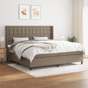 Κρεβάτι Boxspring με Στρώμα Taupe 200x200 εκ. Υφασμάτινο